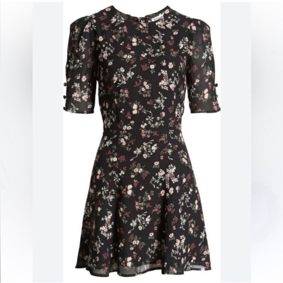 Reformation Jolene mini dress size 8 black floral minidress - Picture 2 of 8